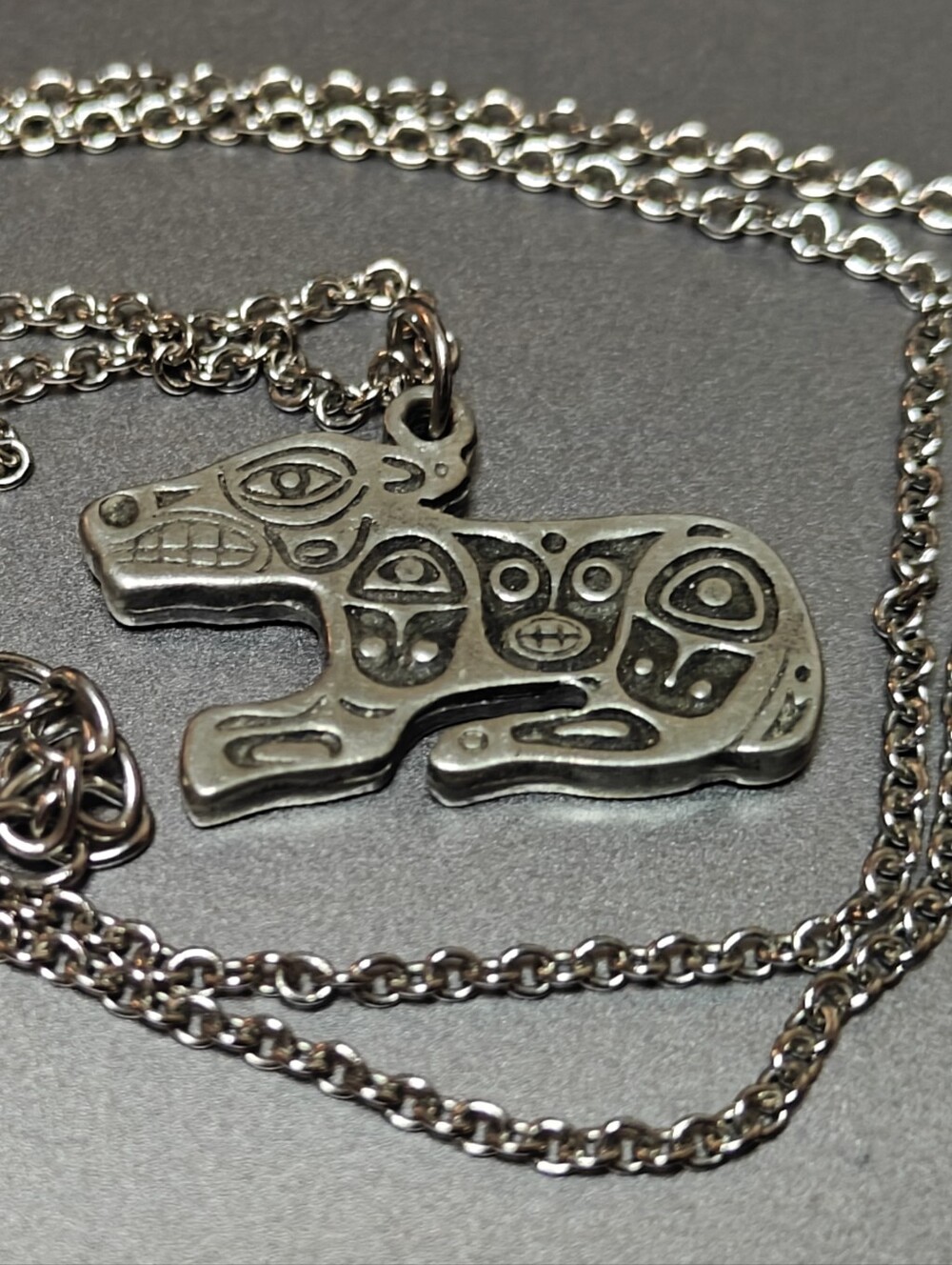 First Nations Wolf Pendant Necklace By Roxanne Dick Pewter